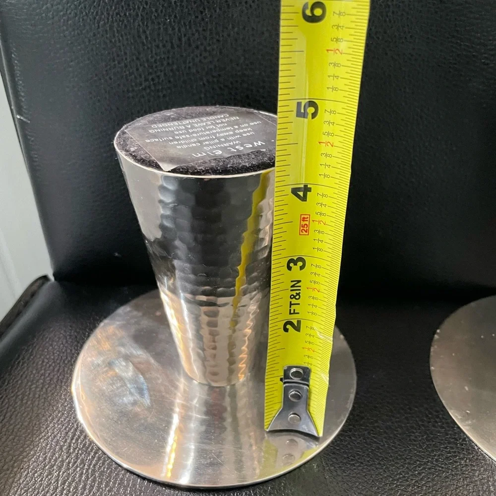 West Elm Silver Candle Holders